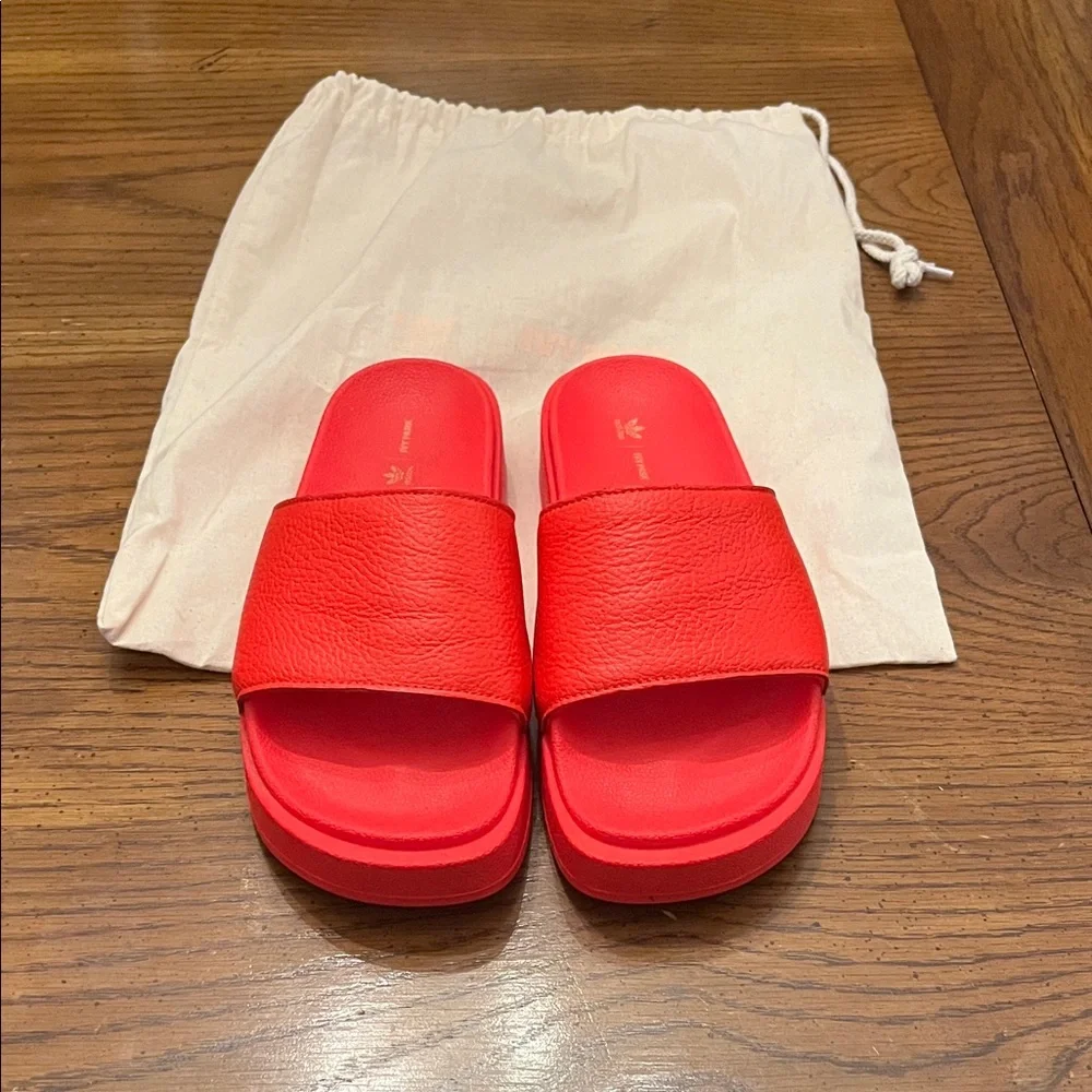 Adidas Ivy Park Red Slide Sandals with dust bag, size 8‎